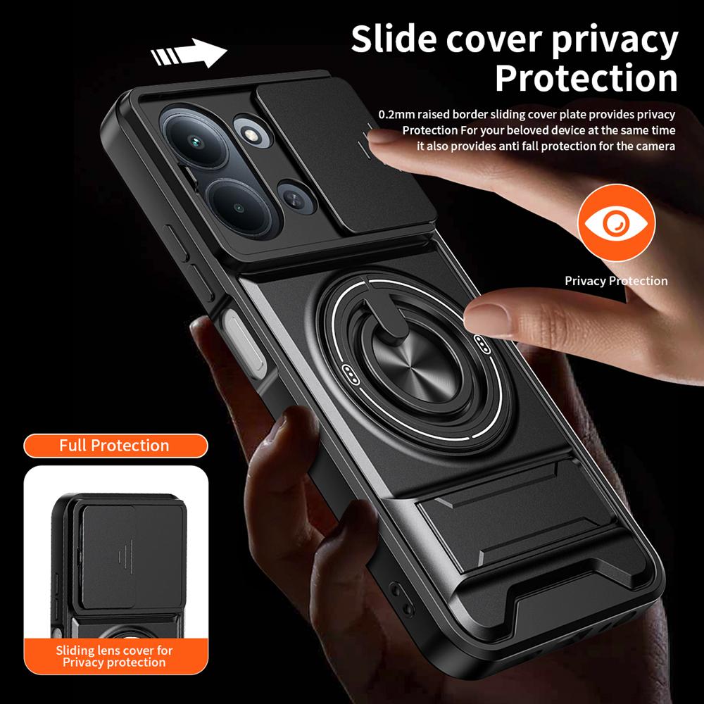 KEYSION Magnetic Phone Case for Redmi 15C 171mm 173mm Slide Camera Protection Upright Kickstand Shockproof Cover for POCO C85