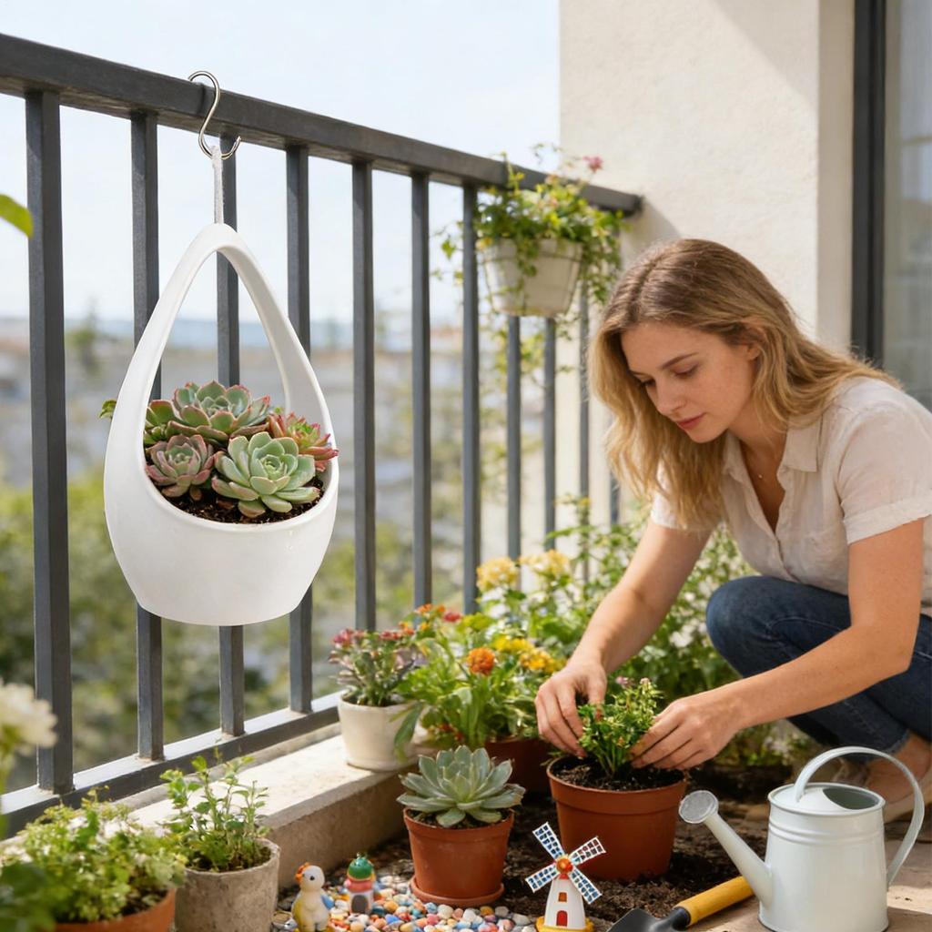 Hanging Garden Plant Basket Droplet Shape Plant Hanging Flower Basket Teardrop Flower Pots Wall Decor Plant Potted Container