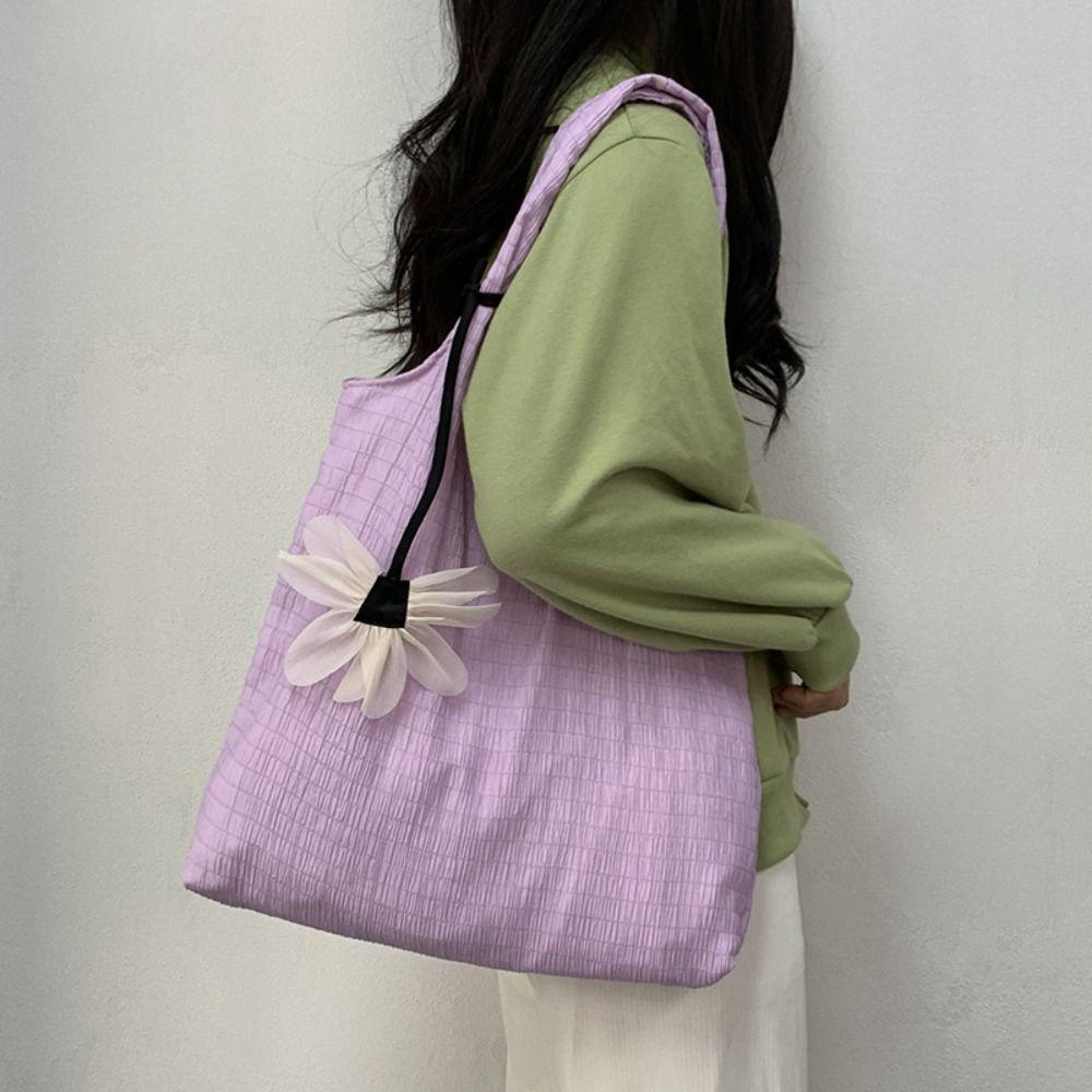 Sweet Women's Shoulder Bag Soft Shopping Bags Makeup Bags Solid Color Handbag Girls