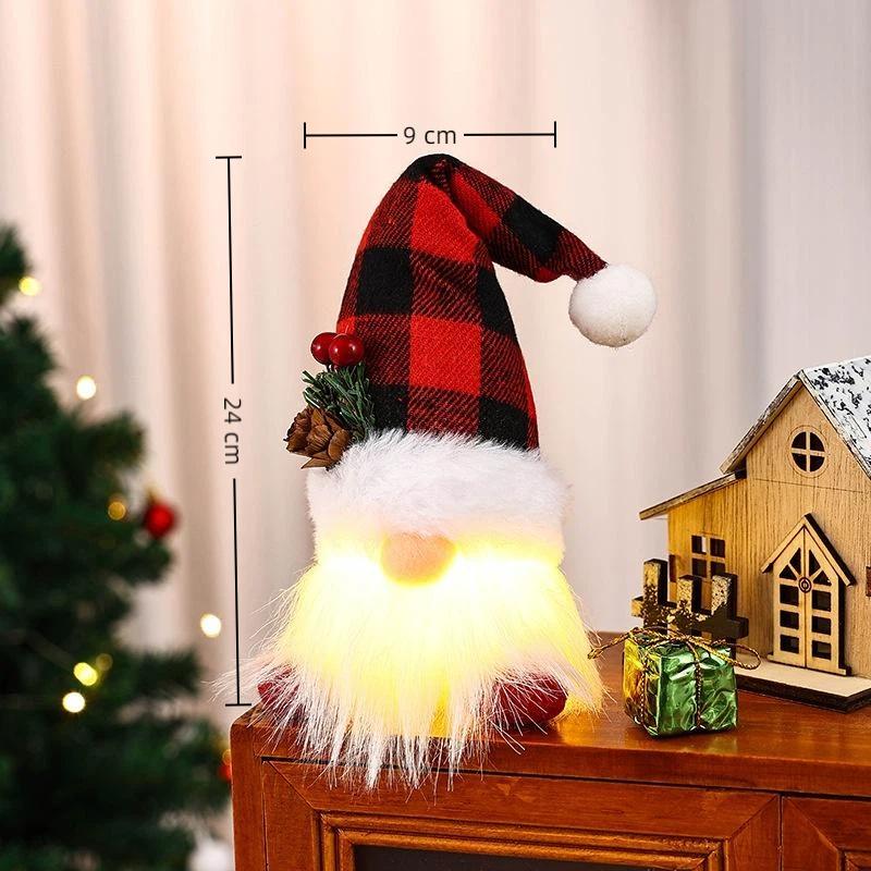 1 Stück Frohe Weihnachten Leuchtender Wichtelpuppe Plüsch Elf Weihnachtsmann Schneemann Rentier Weihnachten Gesichtsloser Wichtel LED-Licht Partyzubehör Heimdekoration