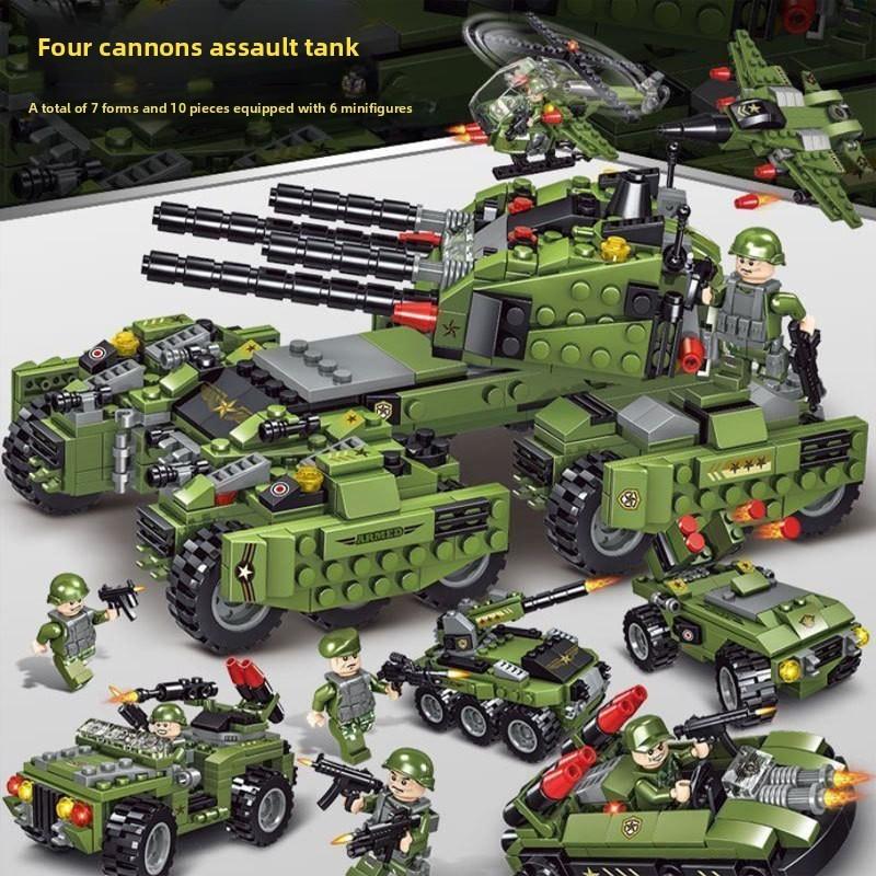 Bausteine Panzer 8in1 Militär Schwerer Panzer Modell Baustein Armee Spielzeug Junge