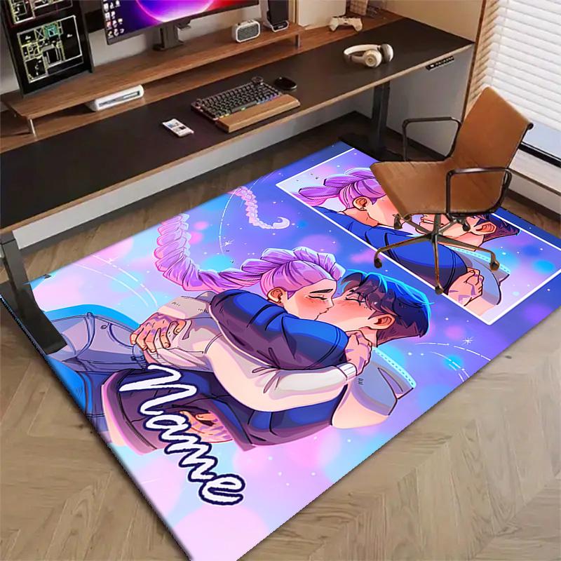 Benutzerdefinierte KPop Dämonenjäger Matte Personalisierter Name, Waschbarer Polyester-Eingangsteppich für den Innenbereich, Geschenk für Weihnachten, Ostern, Thanksgiving Day