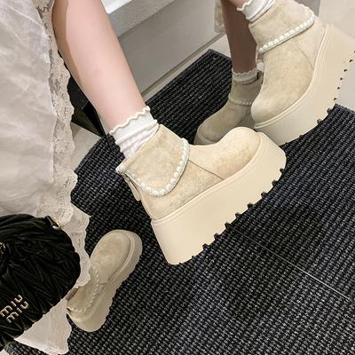Retro High-end Sense Small Thick-soled Heightening Martin Boots Women's 2025 New Autumn Thin White Short Boots
