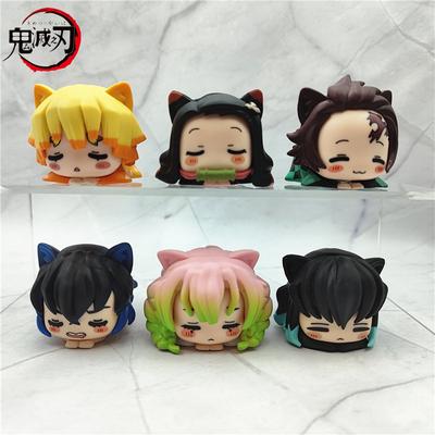 Demon Slayer Katze Schlafpositionen Kamado Tanjirou Kanroji Mitsuri Figur Spielzeug Tokitou Muichirou Anime Puppen Modell Ornamente Geschenk