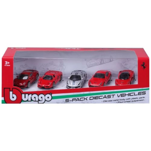 Bburago 1/64 Scale Ferrari Diecast Car Set of 5, Finished Model, 18-56125
