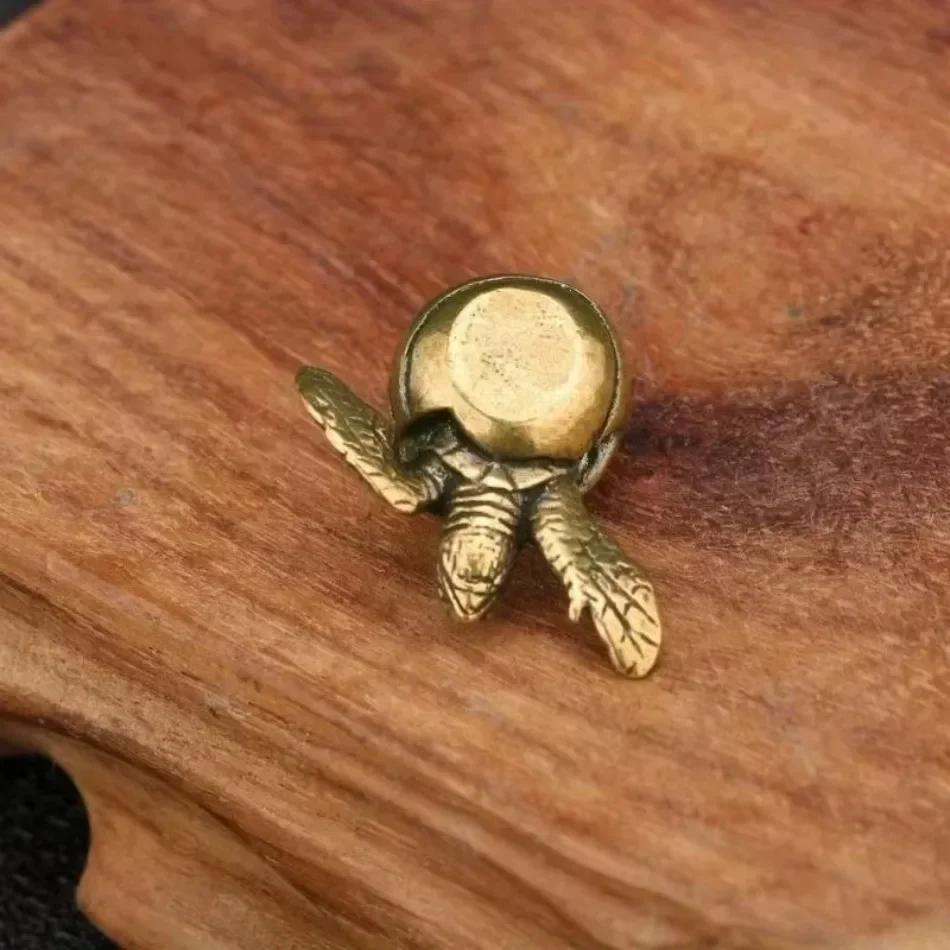 New Antique Brass Turtle Ornaments Childlike Cute Little Turtle Tea Pet Desktop Ornaments Handicrafts