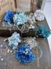 Hair Ornament for and and Gold Coming-of-Age Ceremonies, Graduations, Weddings Hydrangea, Baby's Breath, Pearl, Mizuhiki, Blue, White, Silver,