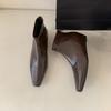 Square Head European and American Short Boots Women's 2025 Autumn and Winter New Women's Boots Fashion Inner Height Increase Thin Boots Niche Design 