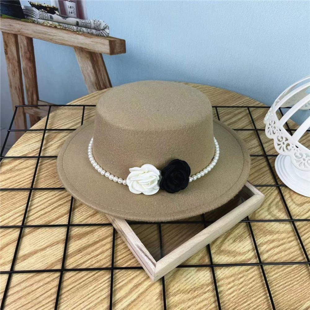 10CM Wide Brim Flat Top Felt Hat French Hepburn Style Panama Trilby Cap New Jazz Hats  Gift