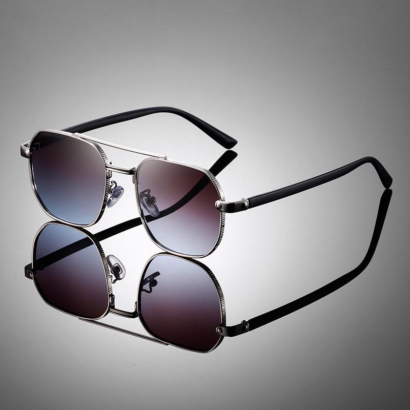Unisex Retro Double Bridge Sunglasses: Night Vision, Alloy Frame, Trendy Street Style 2404.