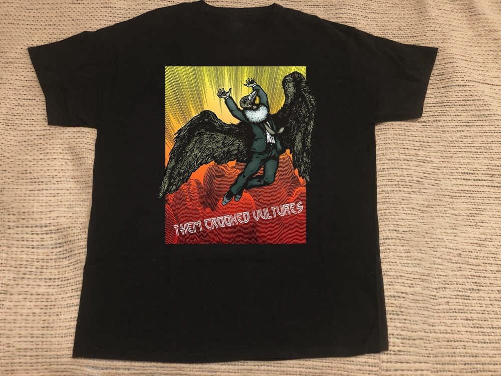 

Them Crooked Vultures Подарок для фанатов Черная футболка Хлопок RD160 Унисекс футболка S