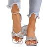 Summer Women's Soft Fairy Style Bowknot Open Toe Square Head Low Heel Slip On Sandals Casual Outdoor Footwear