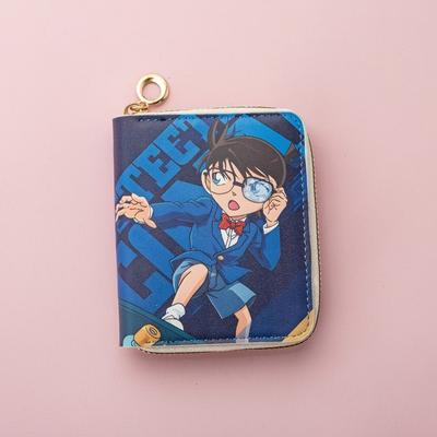 Anime Conan Short Wallet, Young Students Fashion Simple Zipper Change Bag, Card Bag Wallet