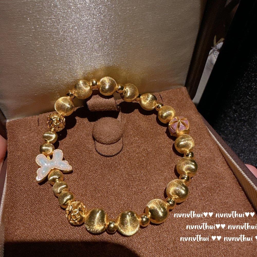 Ancient Gold, Chiseled Gold Scale Fish Drop Glaze Pendant Necklace, New Chinese Style, Brushed Ball Butterfly Bracelet, Bracelet
