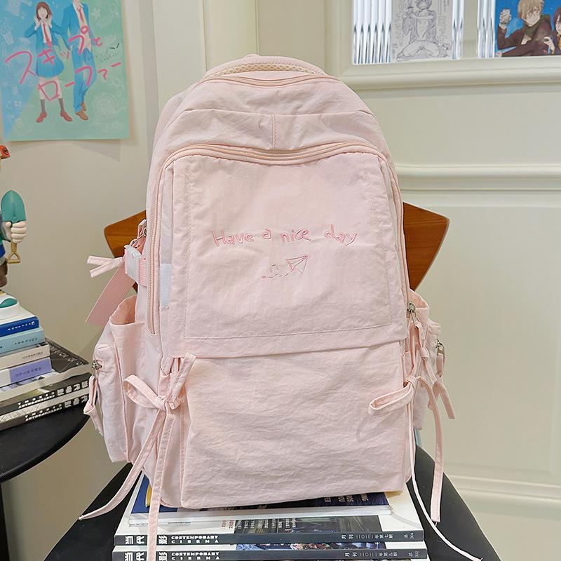 

Милая маленькая свежая летняя новая вышивка Легкая большая вместимость Студенческая сумка Сумка для компьютера Дорожный рюкзак Рюкзак. .