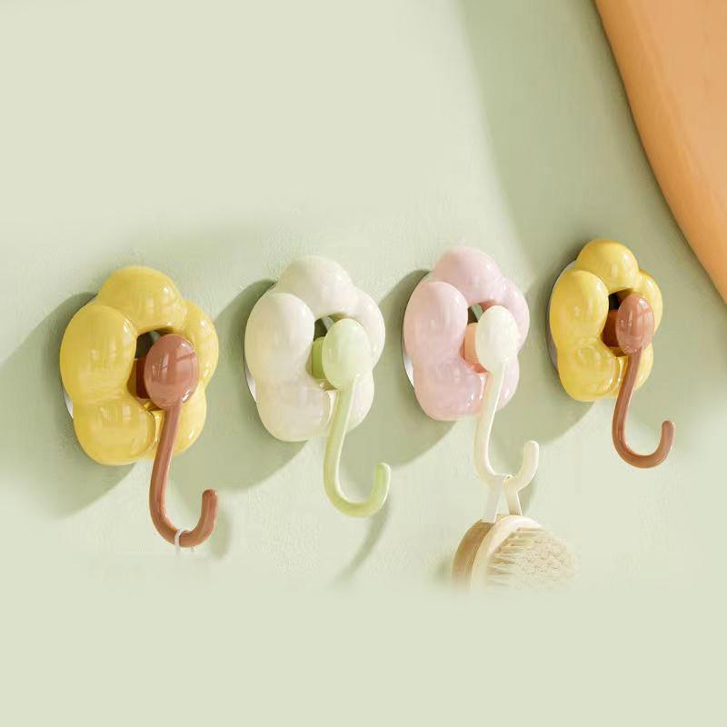 Creative Punch-Free Flower Suction Cup Hook Multi-Functional Bathroom Kitchen Reusable Traceless Hook Powerful Storage Rack