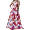 Ladies Fashion Elegant Dress With Printed Suspenders And Floor-Length Skirt