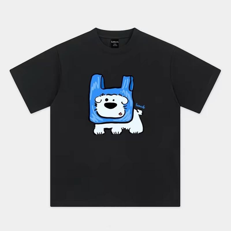 ZAZOMDE Harajuku Kawaii Cartoon Puppy Print Tshirt Couple Matching Short Sleeve Breathable Cotton Loose Streetwear Tops Unisexs