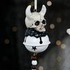 Halloween Skull Bell Ornament Resin Skull/Wing Wind Chime Hanging Decoration for Indoor Outdoor Halloween Decor Car Accessories
