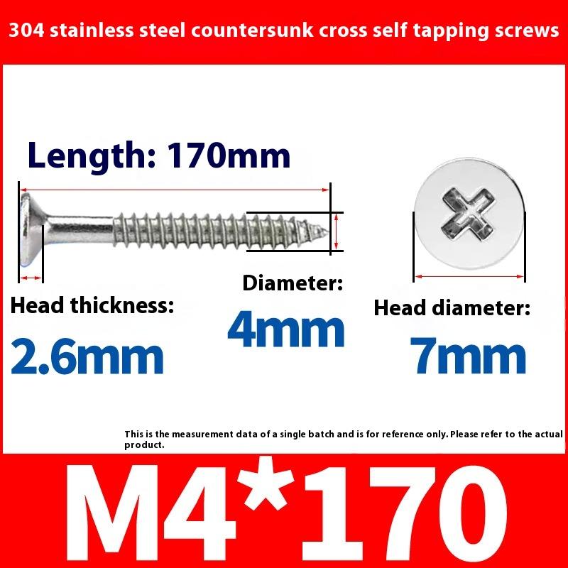 5/10Pcs Stainless Steel Cross Countersunk Head Self Tapping Screws M4 Lengthening Flat Head Tapping Long Wood Screw