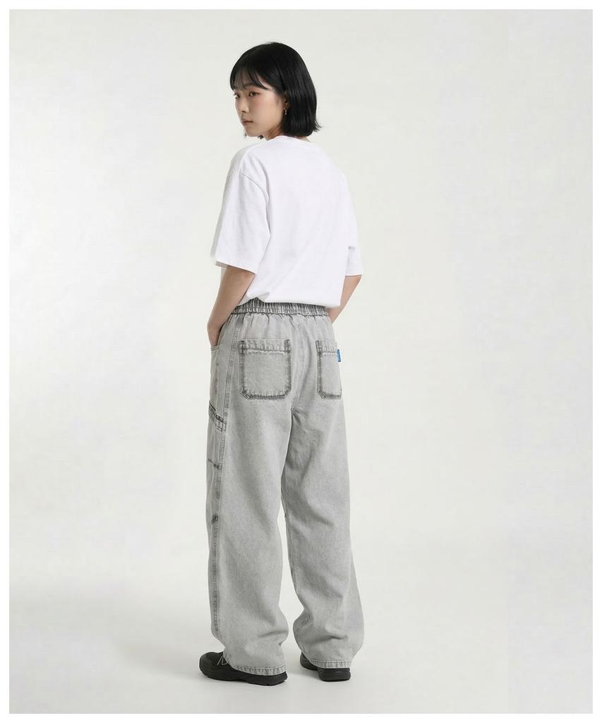 DOUBLE JD Line Washed Denim Pants