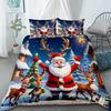 Cartoon Santa Claus Duvet Cover Elk Christmas Bedding Set With Zipper 1 Duvet Cover 2 Pillow Case Queen King Bedroom Decor