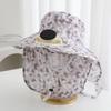 Anti-UV Solar Fan Cap USB Charging 300MA Current Sun Cap Floral Design Breathable Cooling Fan Hat Outdoor Activities