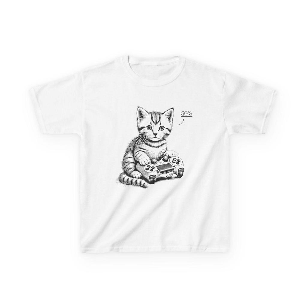Kitten Gamer Kids Tee: Vintage Style Cat Graphic T-Shirt