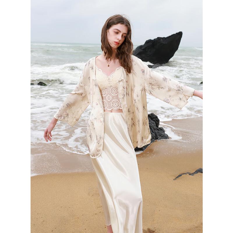 

Sancai Women s Floral Frog-Button Cardigan L