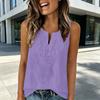 Women Vest V Neck Lace Front Sleeveless Tunic Tops Pure Color Loose Fit Breathable Summer Tops Casual Work Travel