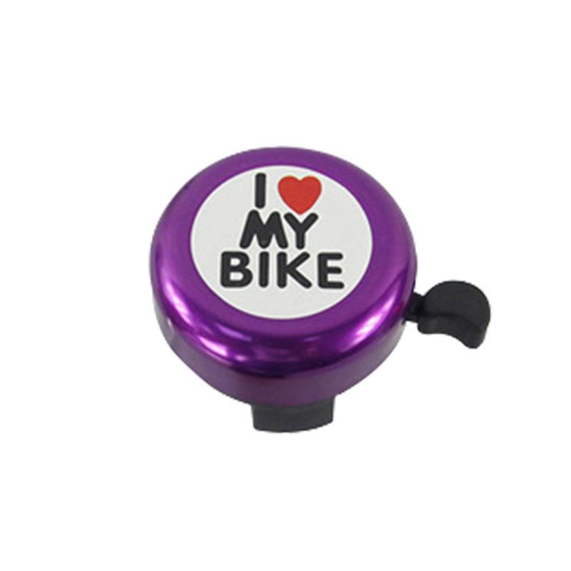 RTS Hot Sale Small Lovely Bicycle Bell I Love My Bike Logo Clear Volume Rich Color Safe Travel Bike Horn