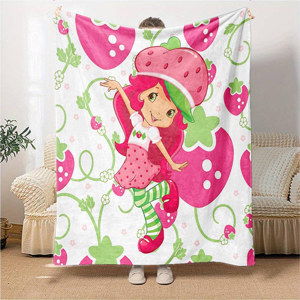 1Pc Strawberry Shortcake Party Blanket For Couch Bed Plush Cozy Fuzzy Blanket Super Soft Warm Blankets For Fall And Winter 0918252