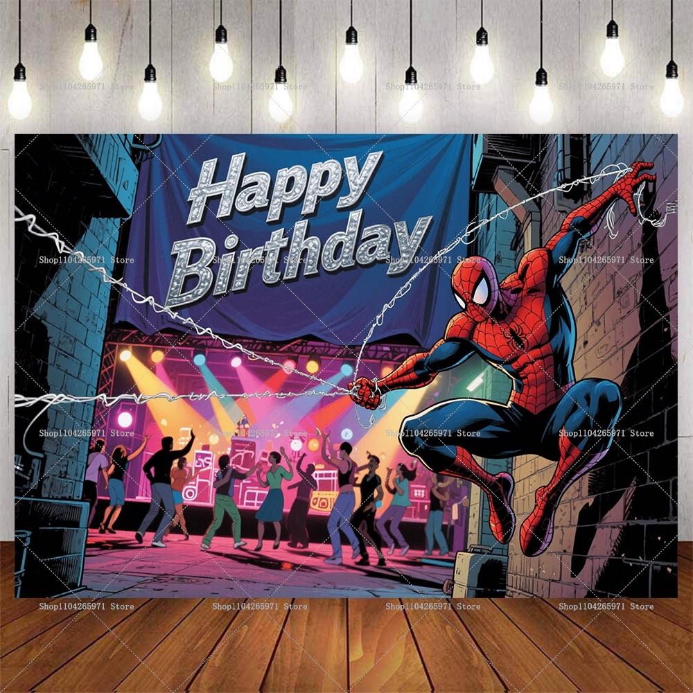 Cool Spider-Man Birthday Backdrop Banner Super Hero Adventure Theme Kids Boys Party Decor Photo Background Supplies 150X100CM