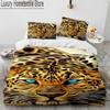 3D Tiger Leopard Wolf Animal Luxury Comforter Bedding Set,Duvet Cover Bed Set Quilt Cover Pillowcase,King Queen Size Bedding Set
