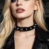 Punk Gothic Schwarzer PU-Leder Choker Nieten Dornen Halsband Rock Biker Halskette Zubehör für Männer Frauen