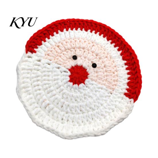 Tabletop Protection for Mugs Teacups Christmas Crochet Coaster, Handmade Woven Drink Cup Pad, Cute Santa Snowman Unique Holiday Gift Friends