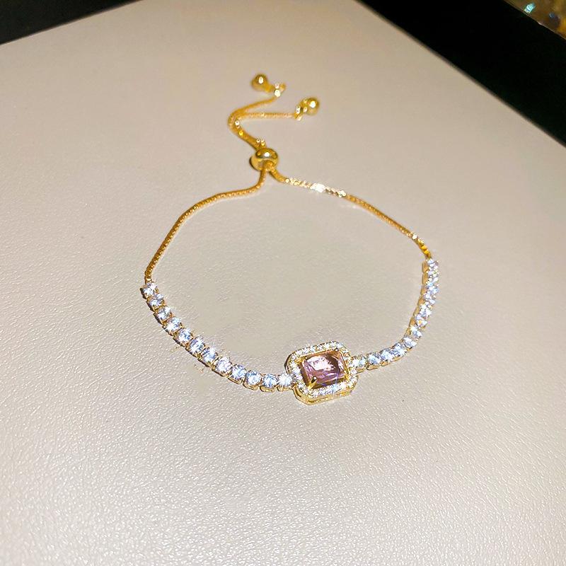Cross-Border Zircon Square Adjustable Bracelet: Versatile, Sweet, Luxury Jewelry Design