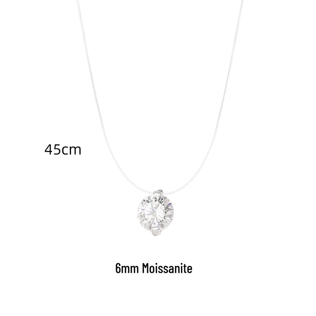S925 Sterling Silver Moissanite Mermaid's Tear Necklace - Elegant Invisible Fishing Line Design for Women