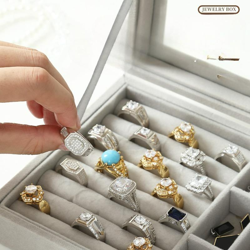 Premium Large Capacity Jewelry Box Flannel Jewelry Box Ring Necklace Jewelry Earrings Storage Box