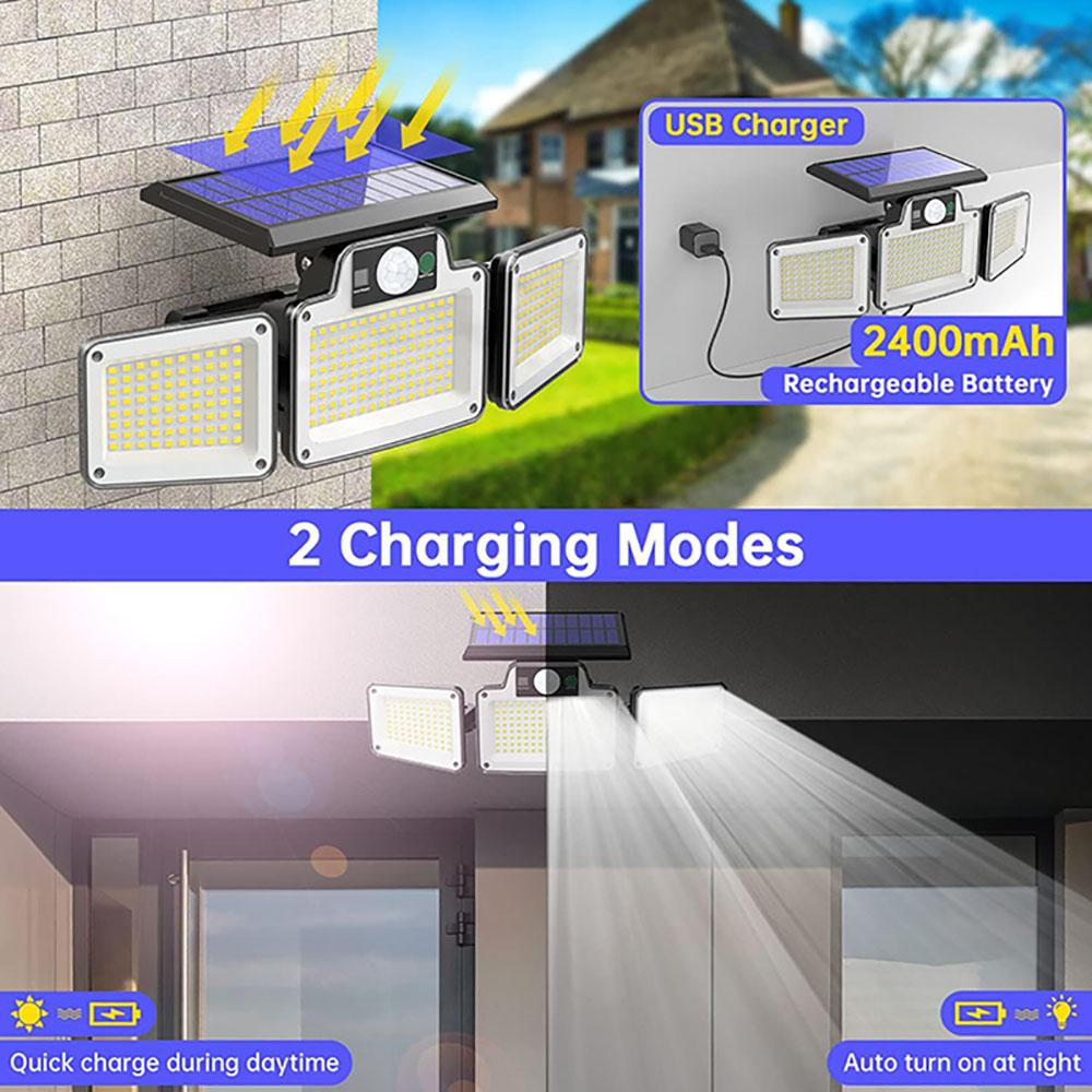 

LED Solar Lamp Outdoor 115/280/304Led Wall Lamp 3 Mode Motion Sensor IP65 Waterproof Spotlights Lamp For Garden Street Garage