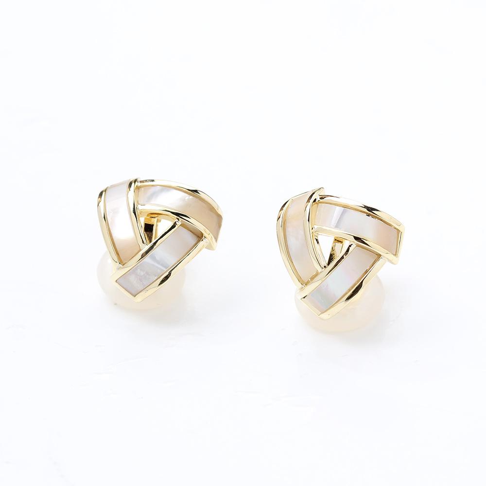 New Product Fashion Temperament Natural Shell Triangle Earrings Gold-plated Stud Earrings Without Earrings Earclip Earrings Women's Gift