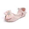 Girls' Rose Ribbon Bow and Rhinestone-Decorated Patent Leather Soft-Sole Princess Shoes / Fish-Mouth Children's Princess Sandals