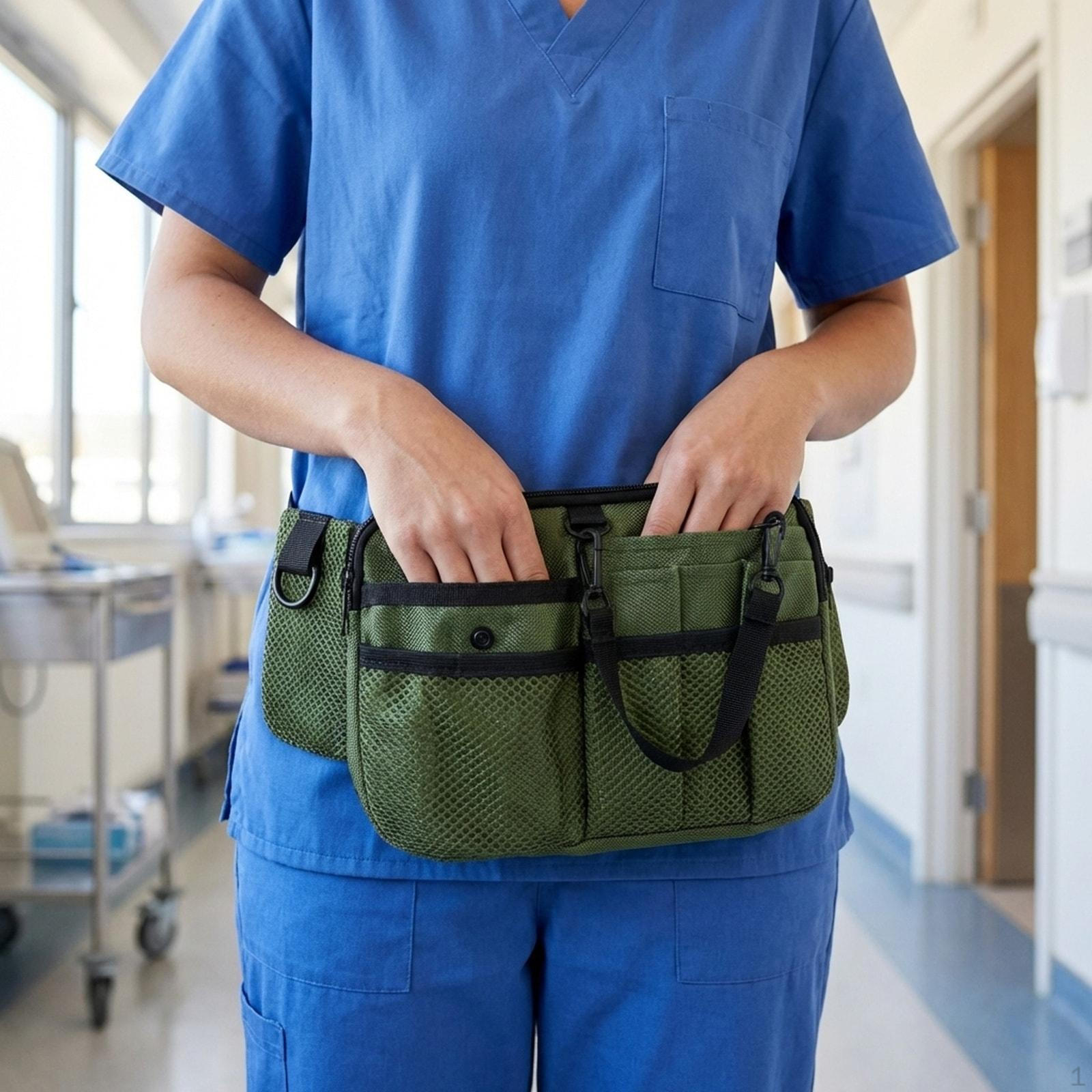 

Nurse Pouch Waist Bag Oxford Cloth Adjustable Strap Tool Belt for Professionals Accessories зелений