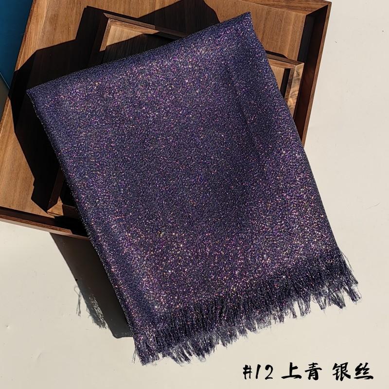 Lastest Brand Design Scarf Shiny Solid Color Shawls Rayon Fabric Gold Silk Silver Wire Head Shawl Fringe Hijab For Women