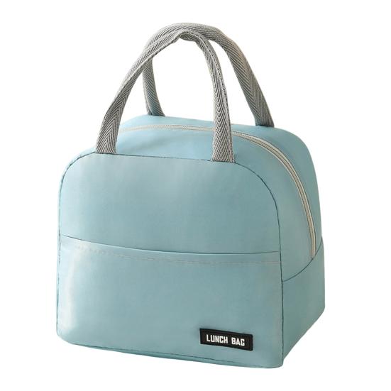 

Lunch Bag Large Capacity Heat Preservation Cold Insulation Waterproof Solid Color Simple Bento Bag for School світло-синій колір