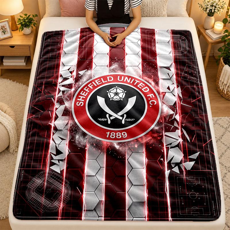 Flannel BlanketSheffield United Football Warm Soft Throw Blanket for Indoor Sofa Bed Living Room Use