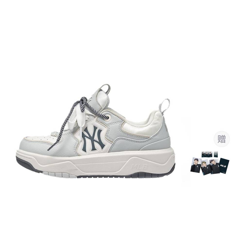MLB New York Yankees Synthetic Leather Abrasion Resistant Slip Resistant Low top Skateboard Shoes Unisex Gray 3ASXM096N-50GRS