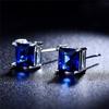 New Shiny Red Square Cubic Zirconia Stud Earrings for Women Fashion copper Color Geometry Brides Wedding Jewelry Party Gift