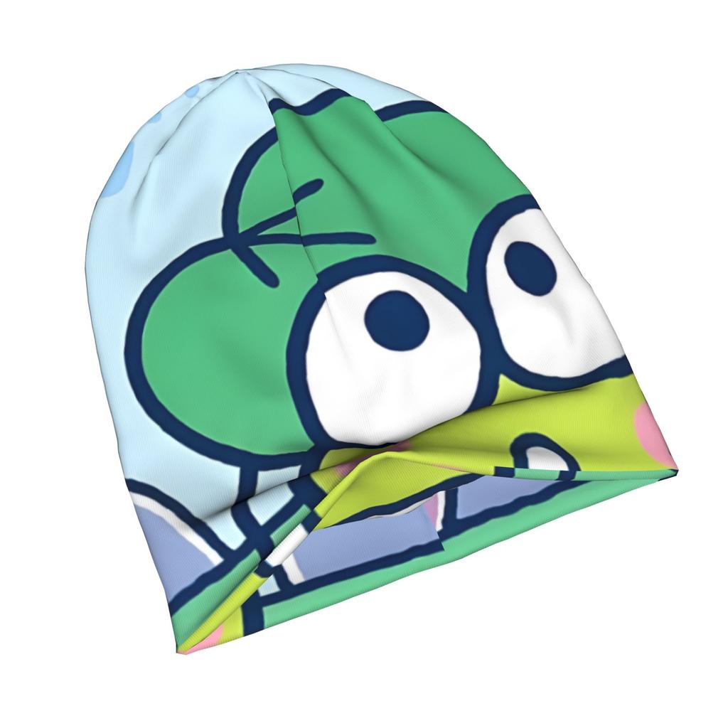 Sanrio KeroKero Keroppi Knit Hat for Adults - Iconic Keroppi Face with KeroKero, Culture Accessory Suitable for Weekend Outfits, Daily Wear & Themed E