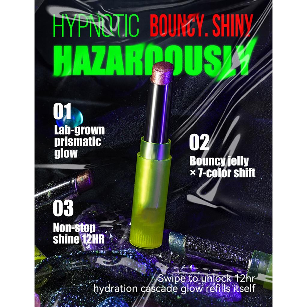 Damen Schimmernder Jelly Highlighter Stick Wasserdicht Lang Anhaltend Lidschatten und Gesichtsglitzer Make-up für Halloween Festival